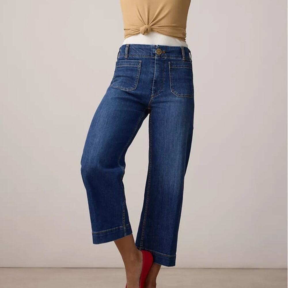 Maeve Colette High-Rise Wide-Leg Cropped Jeans• NWT • 27